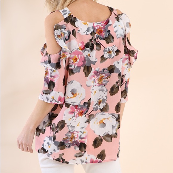 LAST 1!! 🌸So pretty! Ruffles cold shoulder top! - Picture 5 of 5